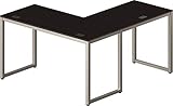 SHW 55 x 60 Inches Commercial-Grade L-Shape Corner Office Computer Desk, Espresso