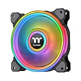 Thermaltake Riing Quad 120mm 16.8 Million RGB (Alexa, Razer Chroma sync-able), 4 Light Rings 54 Addressable LED, 9 Blades Hydraulic Bearing Case/Rad Fan (NO Controller),1-Pack, CL-F088-PL12SW-C, Black