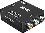 GANA RCA to HDMI, 1080P Mini RCA Composite CVBS AV to HDMI Video Audio Converter Adapter Supporting PAL/NTSC with USB Charge Cable for PC Laptop Xbox PS4 PS3 TV STB VHS VCR Camera DVD (Black)