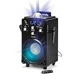 Singsation Professional Karaoke Machine - Portable, Bluetooth Karaoke System with 60 Voices, 10 Sound Effects, 25 Room-Filling Light Show, 2 Mics, Black