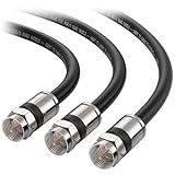 Cable Matters 3-Pack RG6 Cable CL2 in-Wall Rated (CM) Quad Shielded Coaxial Cable 10 ft, RG6 Coax Cable Cord for TV, Digital Router, Satellite Receiver and More, in Black
