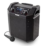 ION Block Rocker Plus - 100W Bluetooth Outdoor Speaker with Rechargeable Battery, Karaoke Microphone, Radio, Wheels, Telescopic Handle & USB Charging