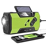 Emergency Crank Weather Radio, AM/FM/NOAA Hand Crank Portable Solar Radio with SOS Alarm, Battery Operated, LED Flashlight & Reading Lamping, 2000mAh Power Bank for Emergency Phone Charge Green