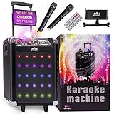 KaraoKing Karaoke Machine - Portable PA System with Wireless Mics, Subwoofer, Lights, Phone/Tablet Holder, Remote - For Adults & Kids