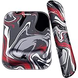 Gimars Elongate Smooth Lycra Fabric Ergonomic Mouse Pad Wrist Support,Gel Memory Foam Set Keyboard Wrist Rest Support,Pain Relieve for Computer, Laptop, Office, School, Home, Gaming,Red Camouflage