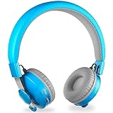 LilGadgets Untangled Pro On-Ear Wireless Kids Headphones for School, Microphone, Volume Limited, SharePort Technology, SoftTouch Padding, Blue