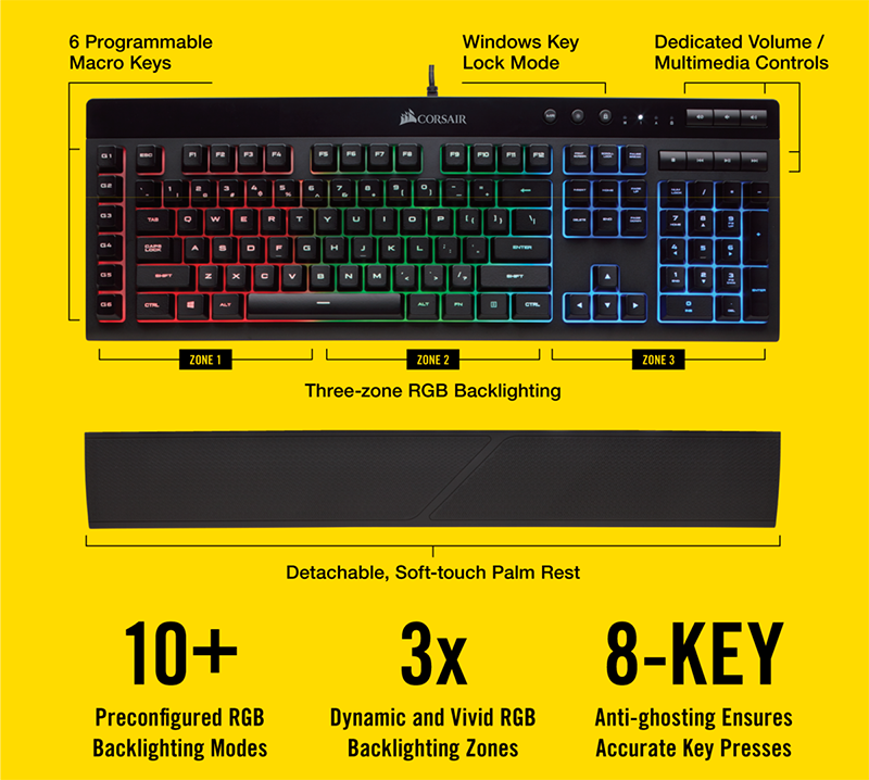 corsair r55 keyboard features