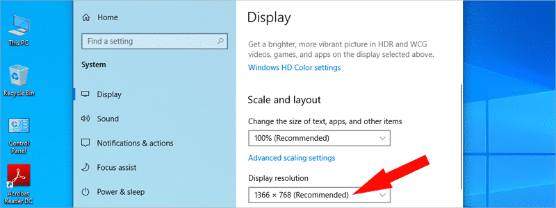 how to check screen resolution on windows 10 5