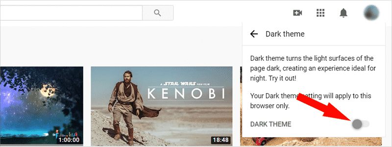 how to enable dark mode on youtube 3a