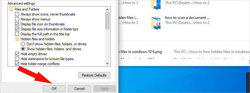 how to show hidden files in windows 10 g